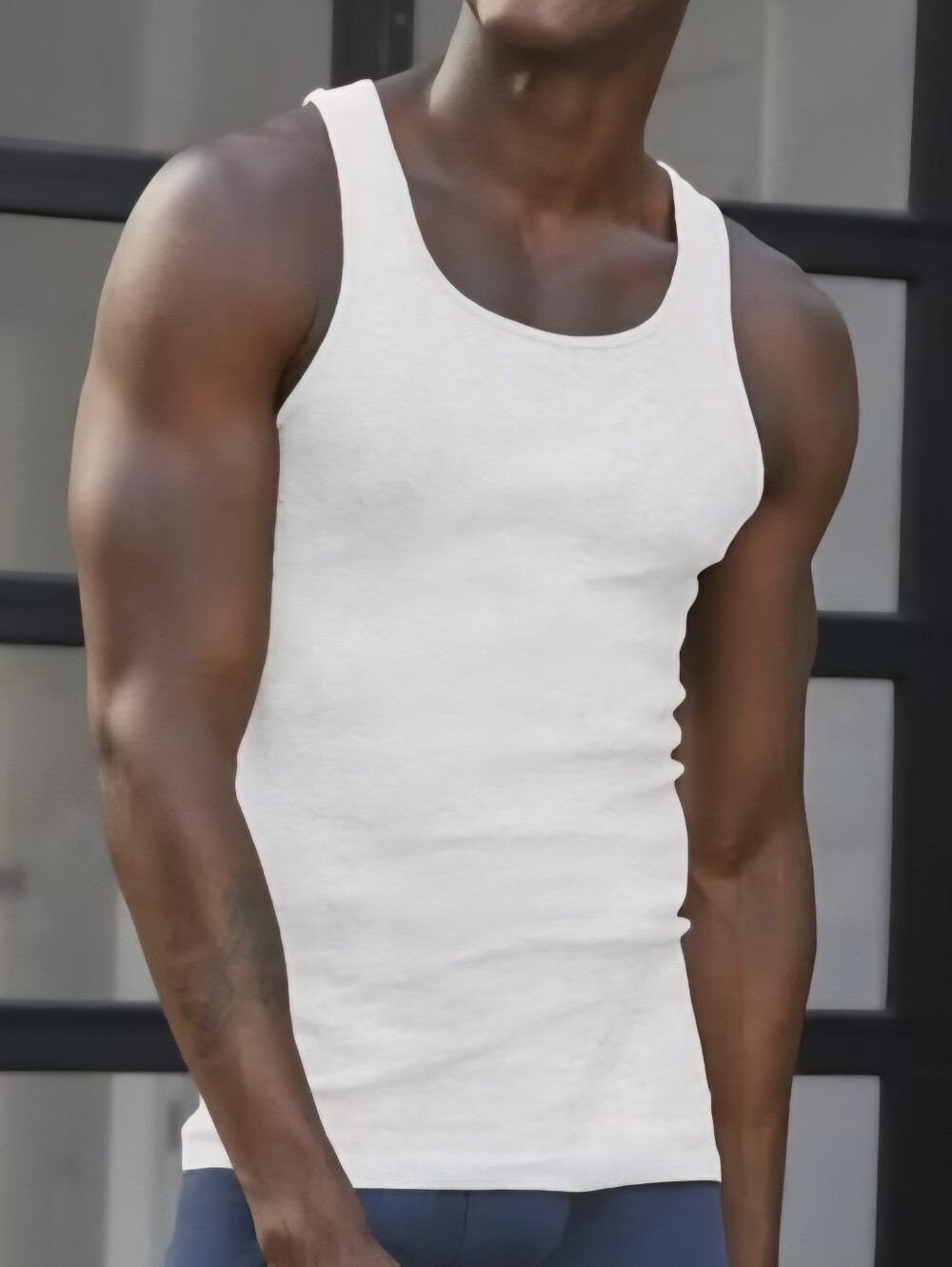 NEW Hanes Mens Undershirts, Moisture Wicking Cotton Ribbed Tanks (Size MEDIUM) - Picture 2 of 3